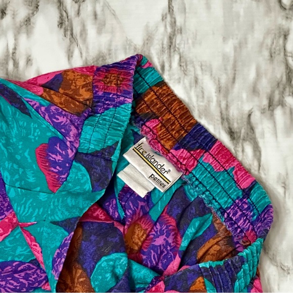 Fire Islander Petite Womens Sz S 80s Bold Bright Midi Skirt Electric Floral Vtg - Picture 6 of 7